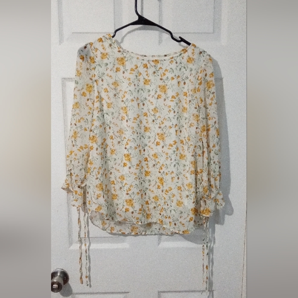 Cream and yellow Boho blouse size medium